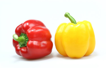 Fresh pepper vegetables isolated on white background