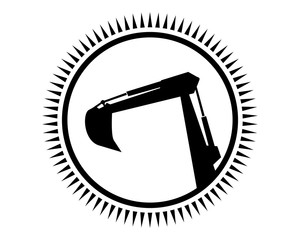 circle excavator excavation heavy machinery builder image vector icon logo