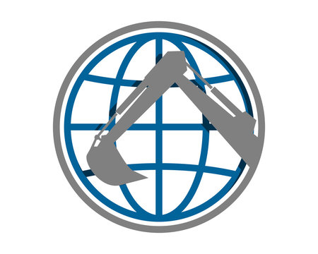 globe excavator excavation machinery heavy image vector icon logo silhouette