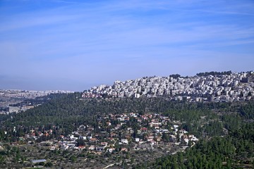 Obraz premium Panoramic view of west Jerusalem suburbs