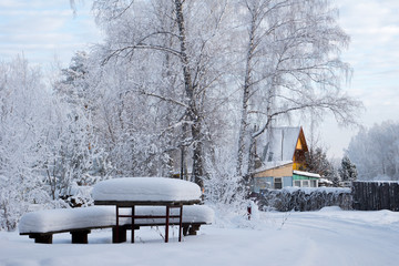 country side house after snowfall