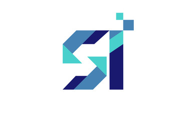 SI Digital Ribbon Letter Logo 