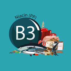 Vitamin B3 (PP). Nutritional sources.