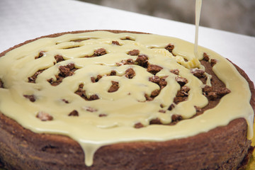 Chocolate cake with white chocolate cream