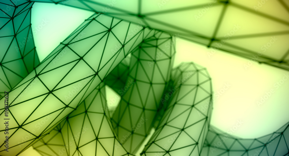 Sticker abstract geometric shape. twisted tube textured by lines. 3d rendering. polygonal wire frame infinit