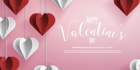 Paper art of love and valentine's day with origami heart.Vector illustration Eps10.