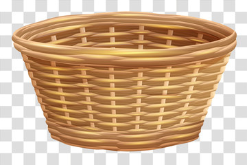 Empty wicker basket for flowers. Nest on transparent background - obrazy, fototapety, plakaty