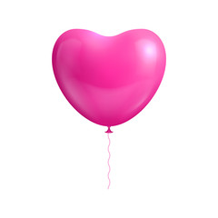 Heart shape balloon isolated. Balloon heart shaped isolated pink for designers and illustrators. Gasbag pink color in the form of a vector illustration