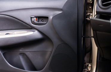 Car control panel of auto button glass,lock door and controlling window in the dirty car