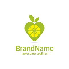 love lemon logo concept, lemon love and leaf logo, Vibrant juicy ripe citrus fruit collection