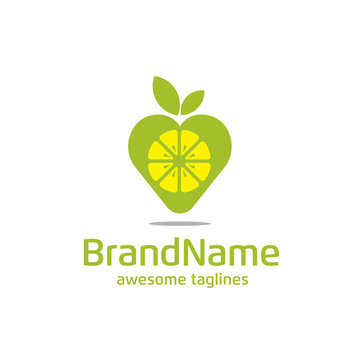 love lemon logo concept, lemon love and leaf logo, Vibrant juicy ripe citrus fruit collection