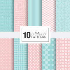 Collection of 10 seamless patterns with geometry design