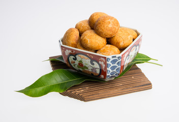 Peanut cookies or Chinese traditional peanut cookies on a background.