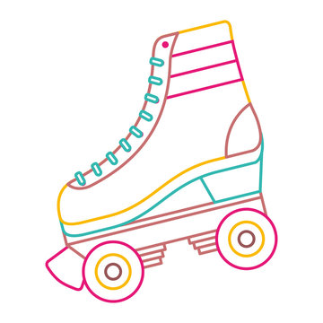classic roller skate laced wheels retro fashion vector illustration color line image