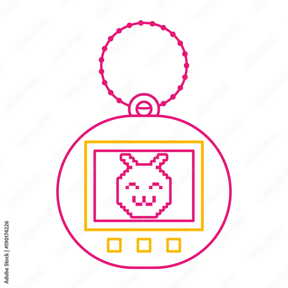 Poster hand holding video game device retro vector illustration color line image