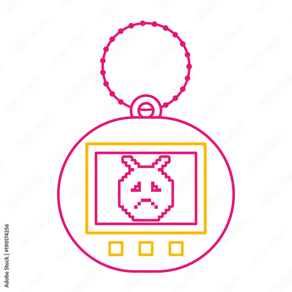 Poster hand holding video game device retro vector illustration color line image