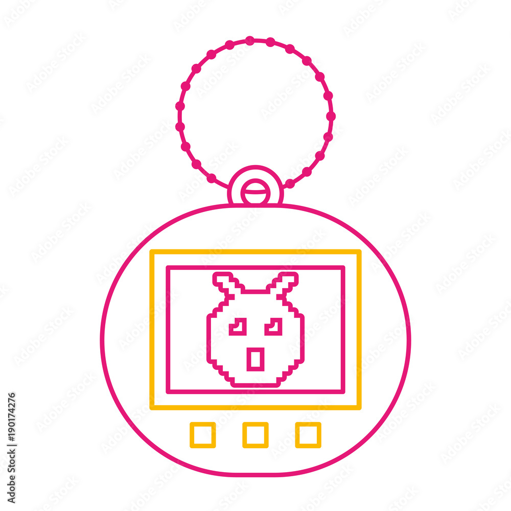 Poster hand holding video game device retro vector illustration color line image