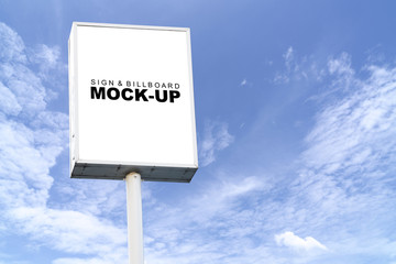 Mock up white box for advertising on high pole