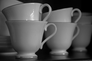 White Dishes Black and White