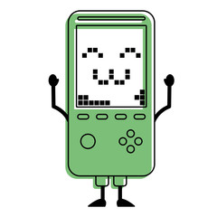 portable video game console kawaii character vector illustration green design