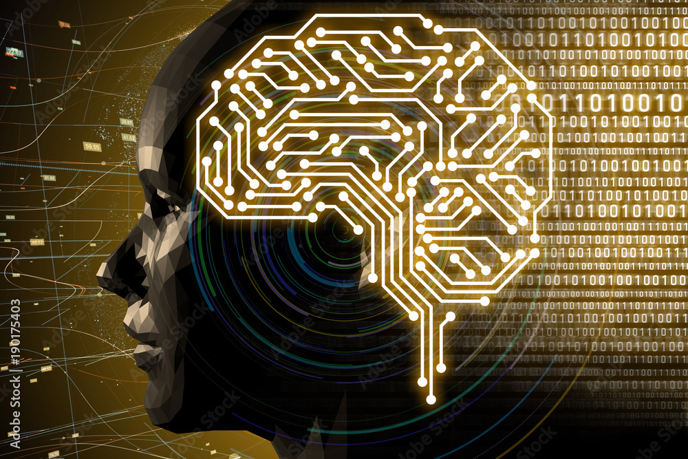 Poster AI(Artificial Intelligence) concept. 3D rendering.
