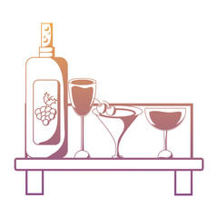 Shelf with wine bottle and glasses