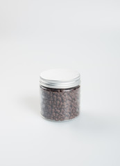 Chocolate chip morsels spread on a background.