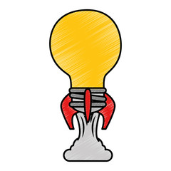 bulb light rocket icon vector illustration design
