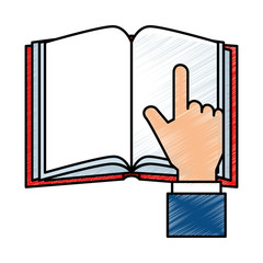 text book with hand reader vector illustration design