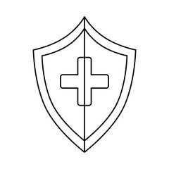 shield with cross icon vector illustration design