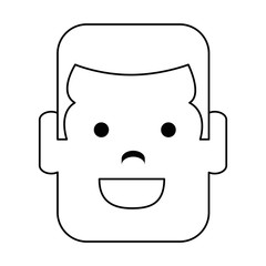 young man head avatar character vector illustration design