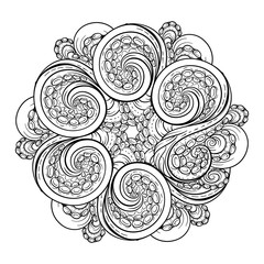 Vector black and white round octopus tentacles pattern