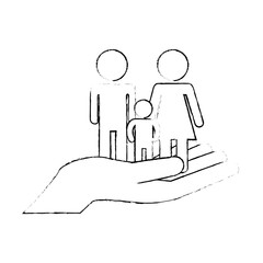 hands with family silhouette vector illustration design