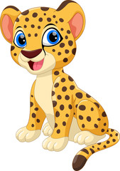 Cute cheetah cartoon isolated on white background - 190178226