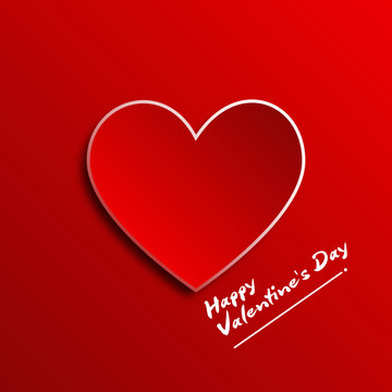 Red heart paper 3d on Red background for Happy valentine day concept graphic design