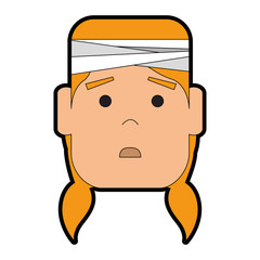 woman with bandage head character vector illustration design