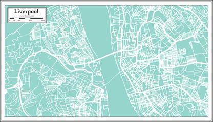 Liverpool England City Map in Retro Style. Outline Map.