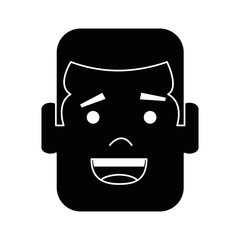 young man head avatar character vector illustration design