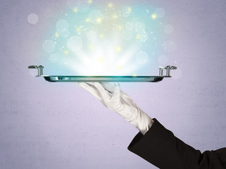 Bright lights presented on tray by waiter