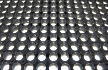 White LED Light Bulbs Array in Rows and Columns
