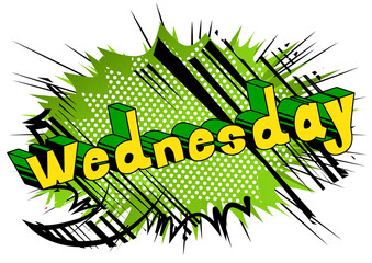 Wednesday - Comic book style word on abstract background.