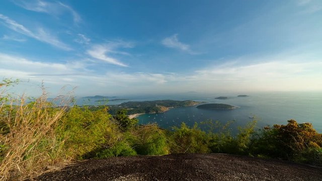 4K timelapse of scenery landscape view Phahindum viewpoint new landmark in Phuket Thailand,near promthep cape,beautiful andaman sea