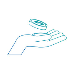 hand with coins money vector illustration design