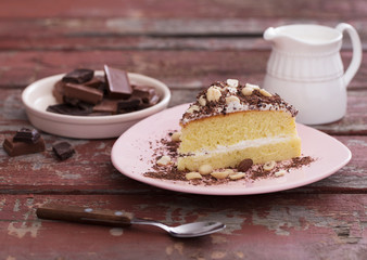 cake on old wooden table