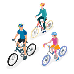 Obraz premium Family on bicycles