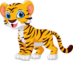 Cute tiger cartoon isolated on white background