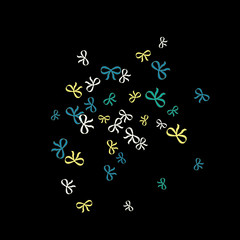 Festive Background with Colorful Bows. Cute Pattern for Postcard, Print, Banner or Poster. Small Pretty Bows For Party Decoration, Wedding, Birthday or Anniversary Invitation. Vector
