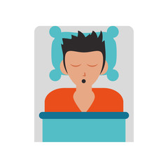 Man sleeping in bed icon vector illustration graphic design