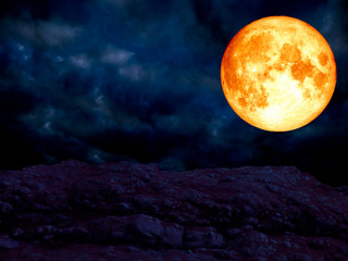 super blue blood moon over granite stone mountain