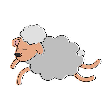 Sheep Jumping Cartoon Icon Vector Illustration Graphic Design